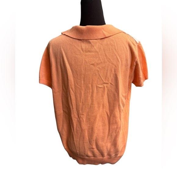 Y2K 1990’s VINTAGE WESTBOUND PETITES Cotton Argyle Women’s MED Top Orange White - Picture 6 of 13